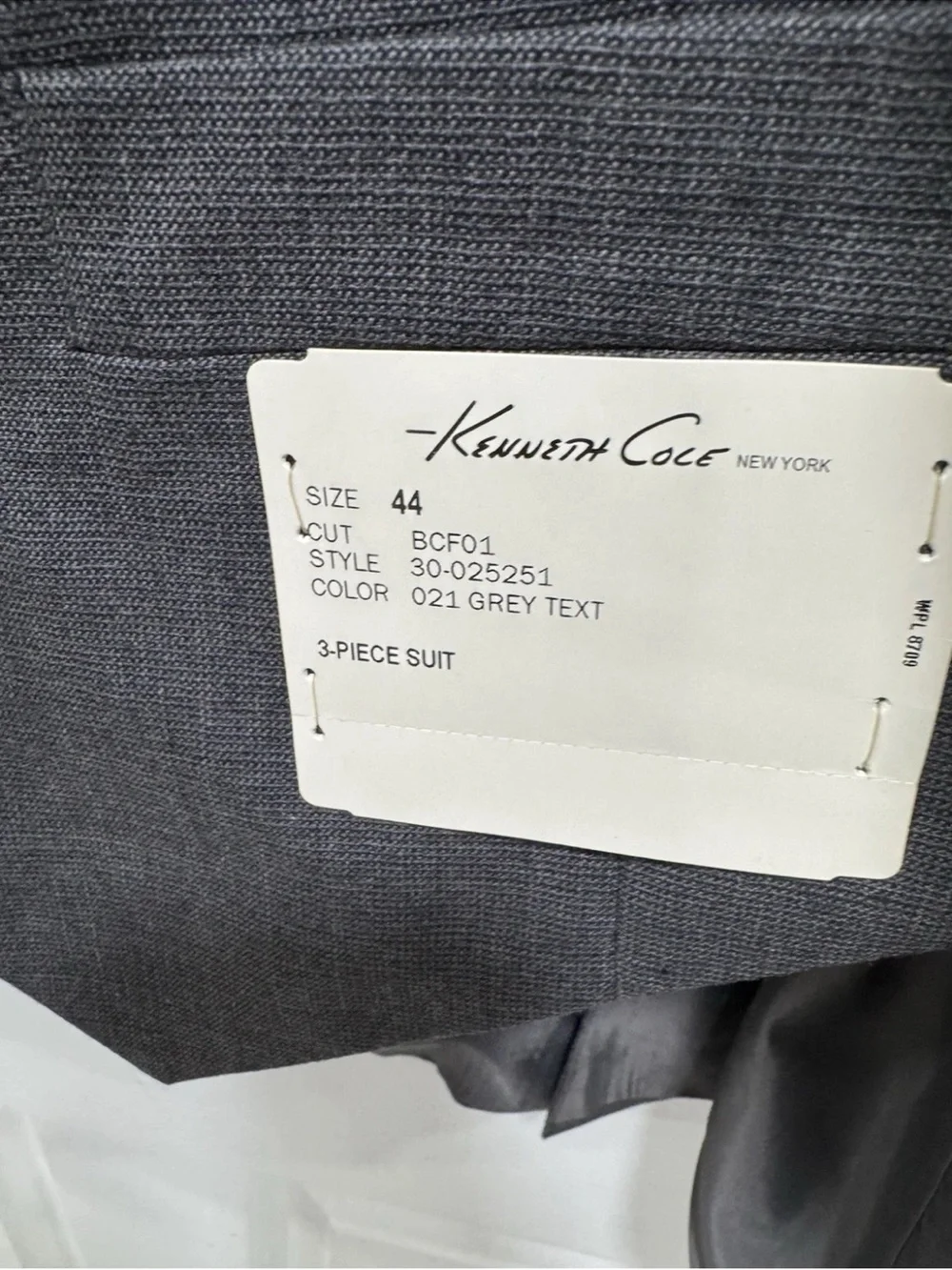 Kenneth Cole New York Charcoal Gray Three Piece Suit with Vest